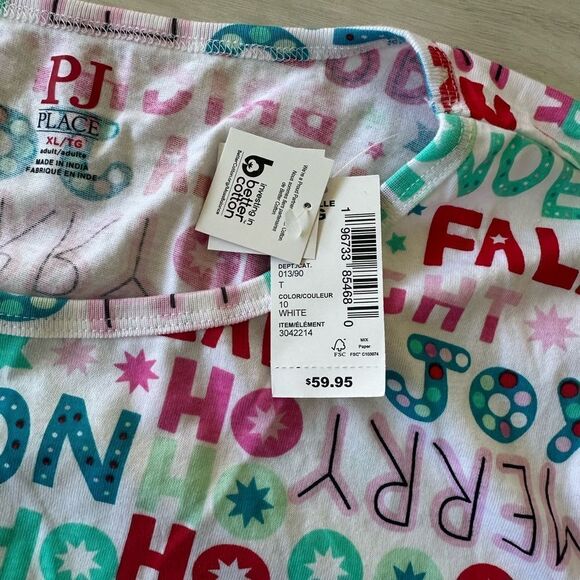 Children’s Place Mommy And Me Christmas Words Cotton Pajamas White XL NWT - Picture 4 of 7